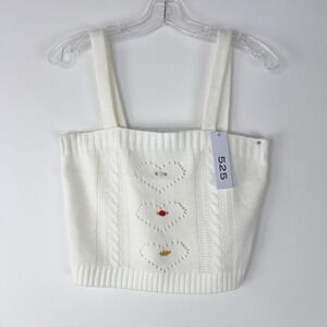 New! 525‎ Ivory Cottagecore Feminine Coquette Beachy Cowgirl Cami Sweater MEDIUM